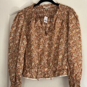 American Eagle Women's Floral Smocked Blouse-Size L